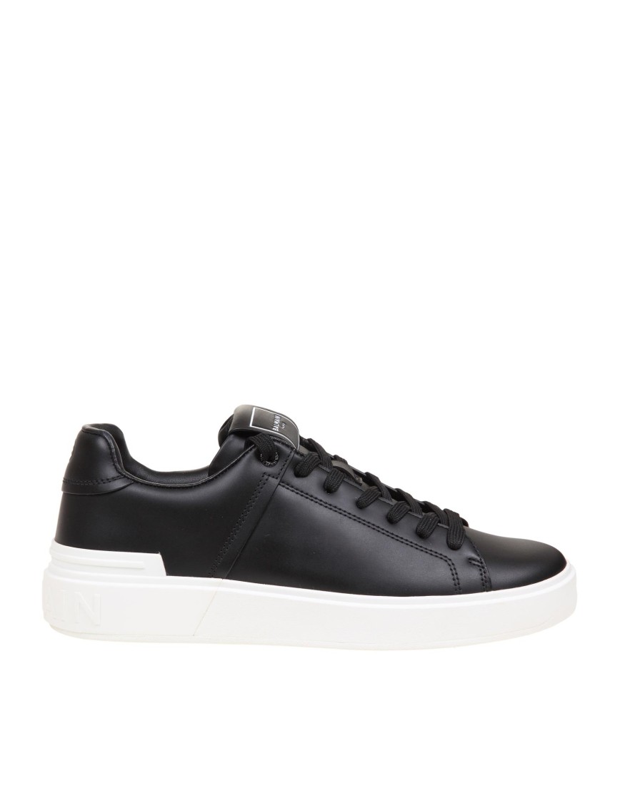 Balmain B Court Sneakers In Black Calfskin | THE LIST