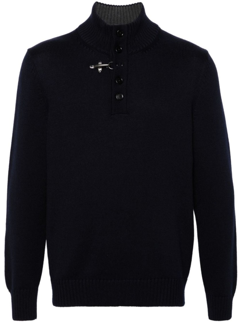Fay High Neck Sweater In Blue