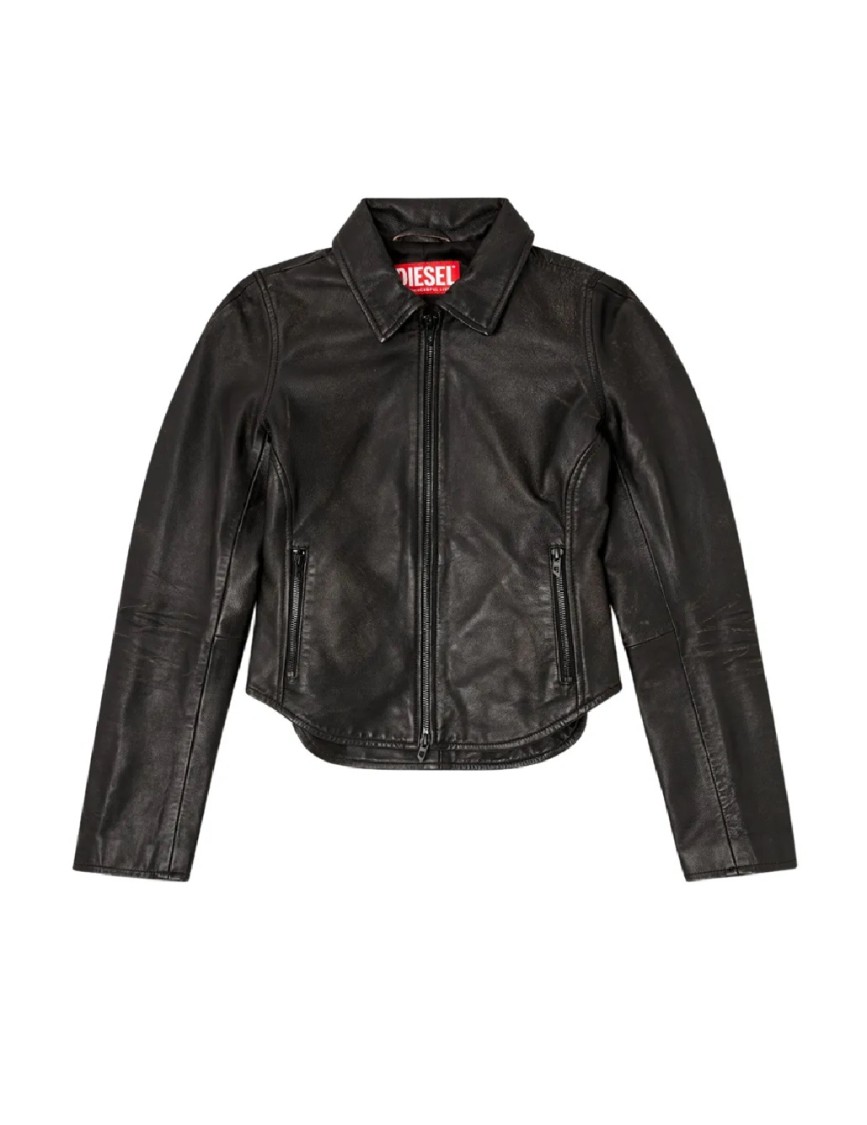 Diesel Collared Fitted Jacket Front Pockets In Black