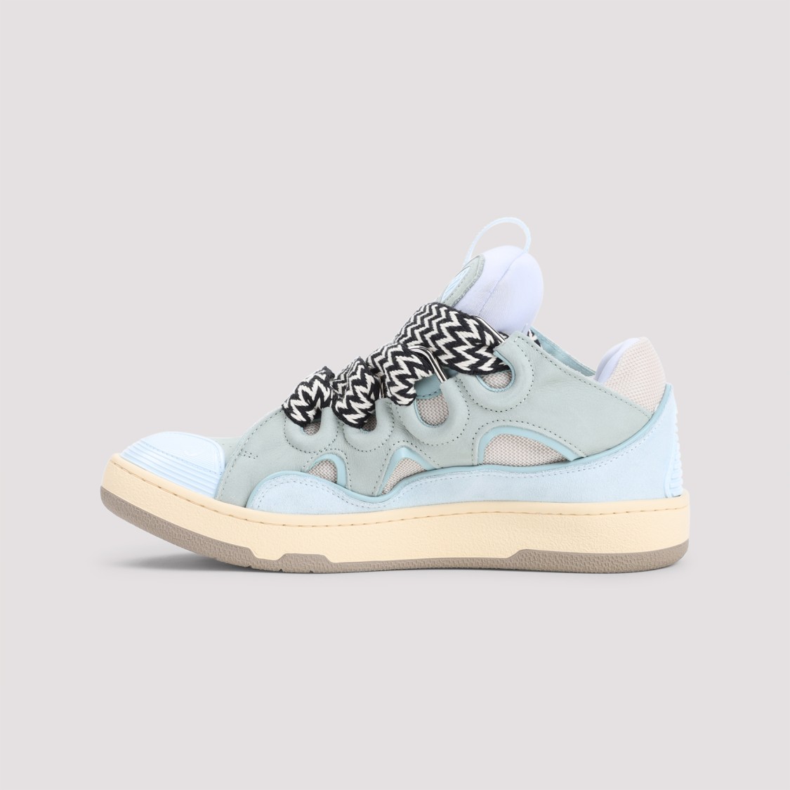Lanvin Suede Leather Curb Sneakers Men In Blue