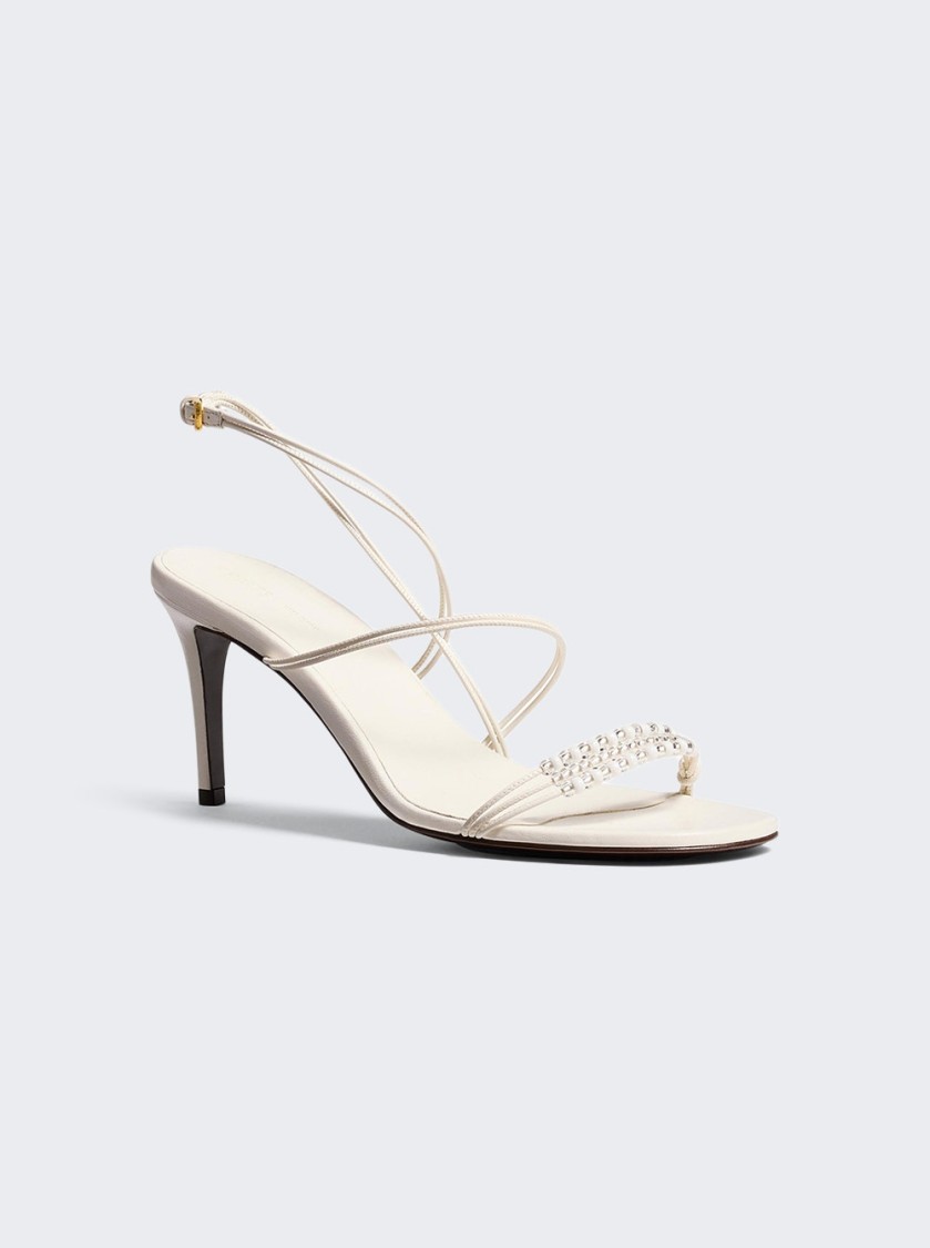 Khaite Loop Sandals With Beads Optic White In Neutral