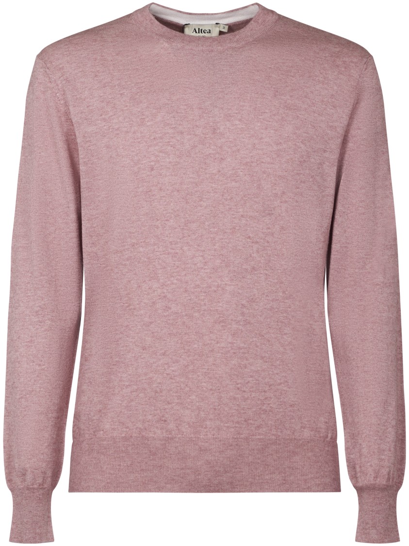 Altea Cotton Wool Rasata Crewneck Sweater In Pink