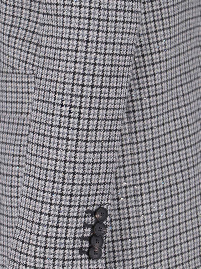 Tagliatore Check Pattern Notch Lapel Front Pockets Blazer In Gray