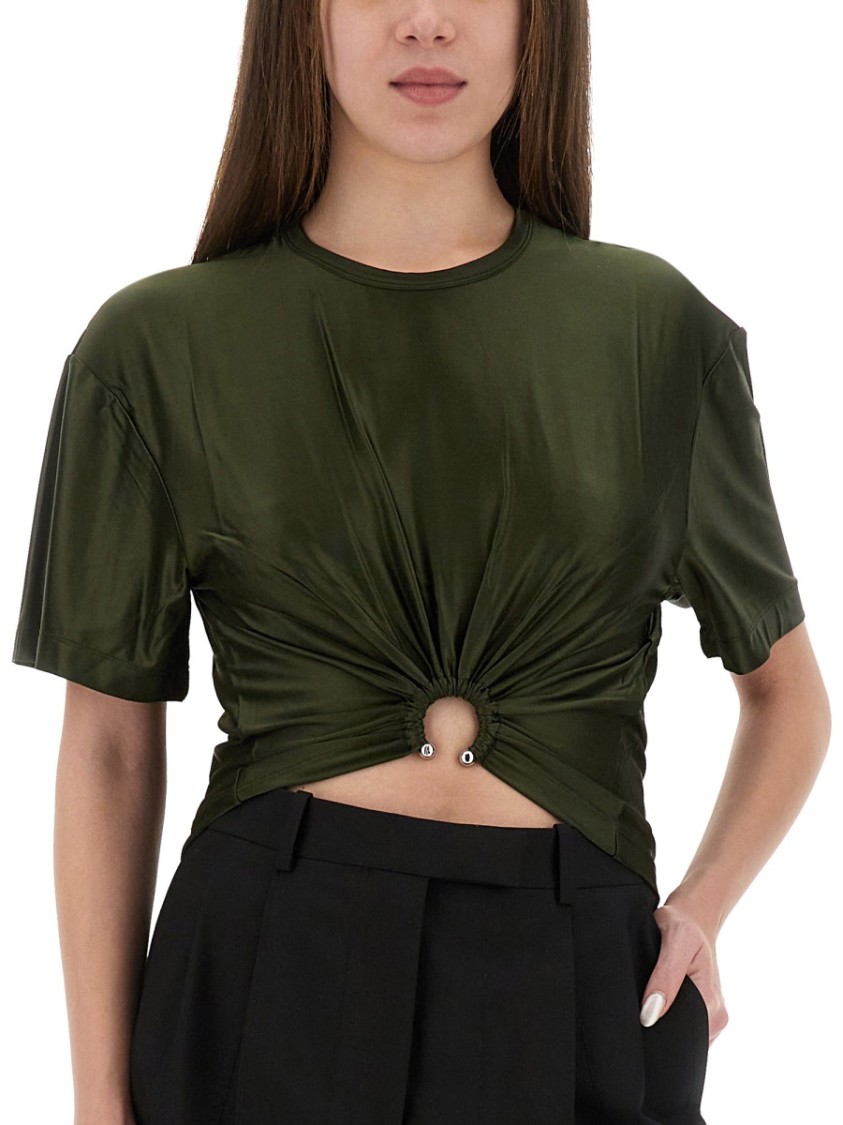 Rabanne Cropped T-shirt In Green