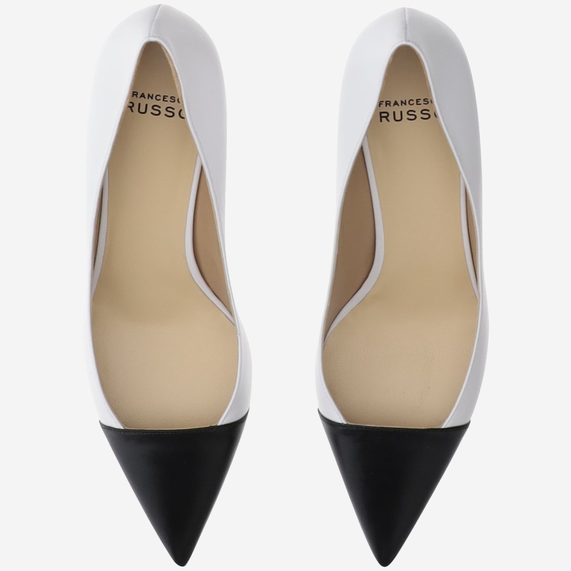 Francesco Russo Two-tone Leather Pumps In White