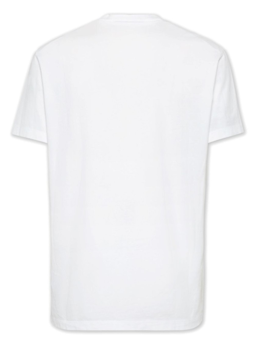 Dsquared2 White T-shirt With Logo Print On The Front In Cotton Man In White