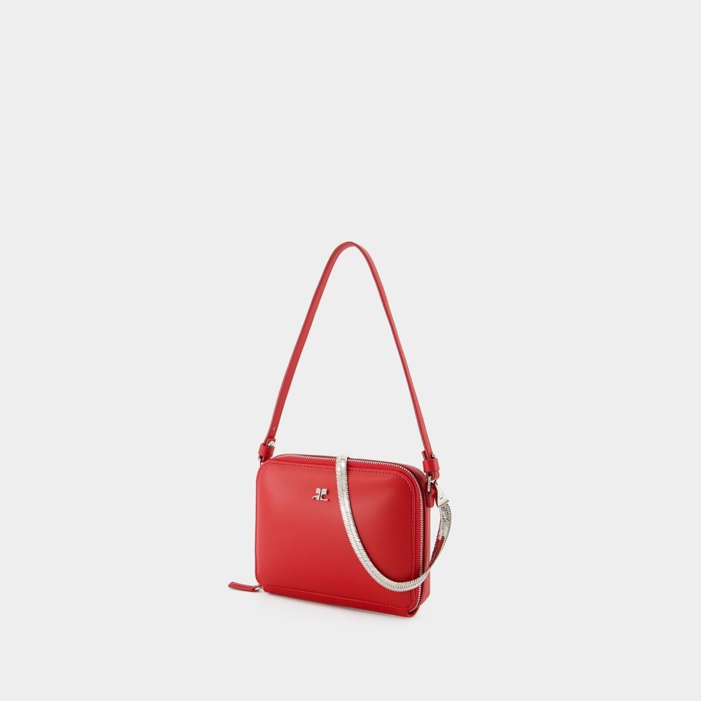 Courrèges Mini Chained Purse In Red