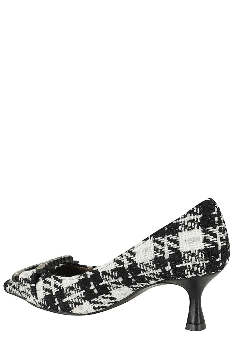 Shop Roberto Festa Pointed-toe Pumps With Rhinestone Detailing In Tweed In Grey