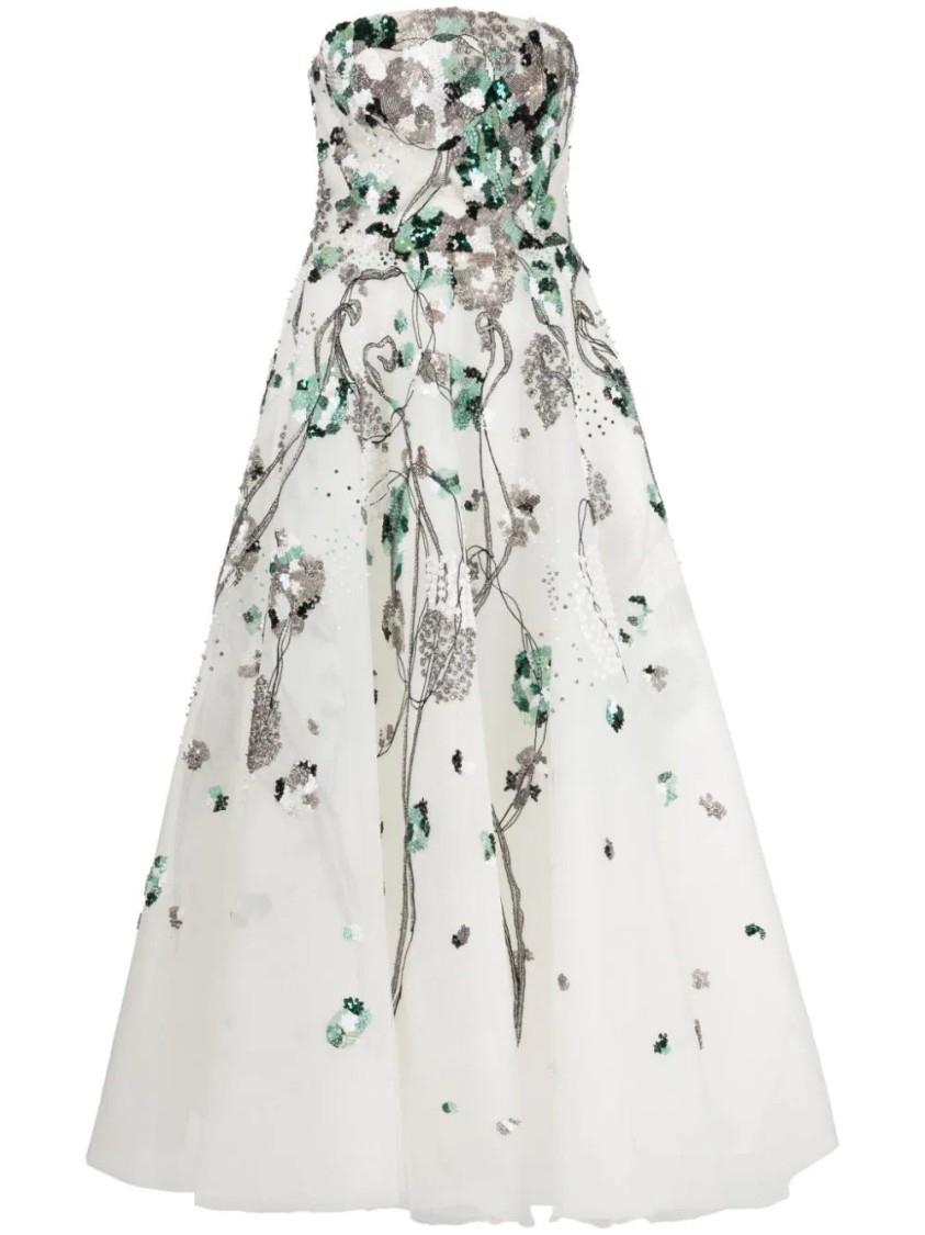 Saiid Kobeisy Sequinned Strapless Tulle Dress In Multi