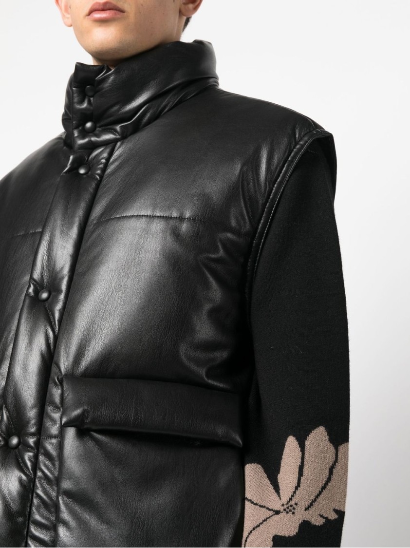 Nanushka Padded Turtleneck Vest With Glossy Finish In Black