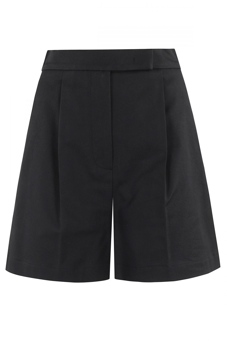 Max Mara High-waisted Tailored Shorts With Front Pleats And Pockets In Black