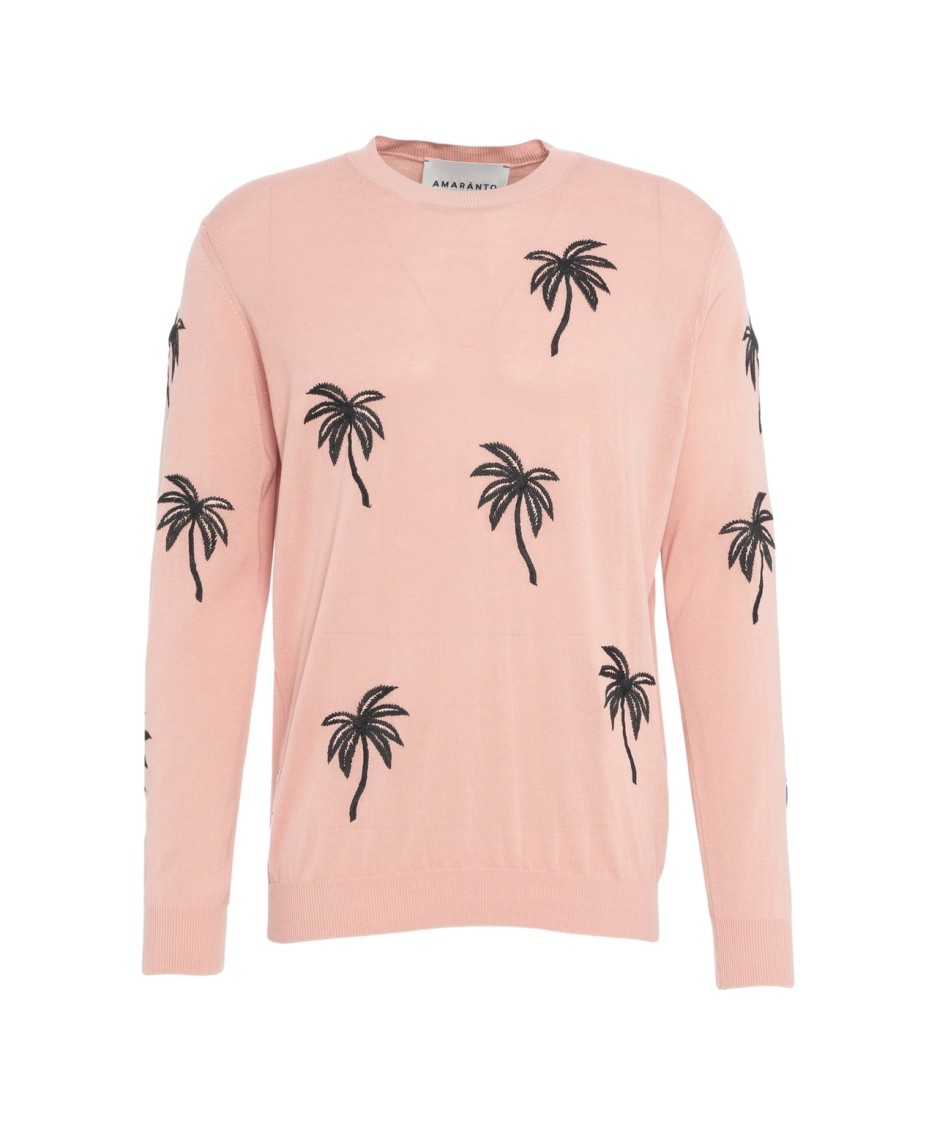 AMARANTO AMARANTO EMBROIDERED COTTON SWEATER 