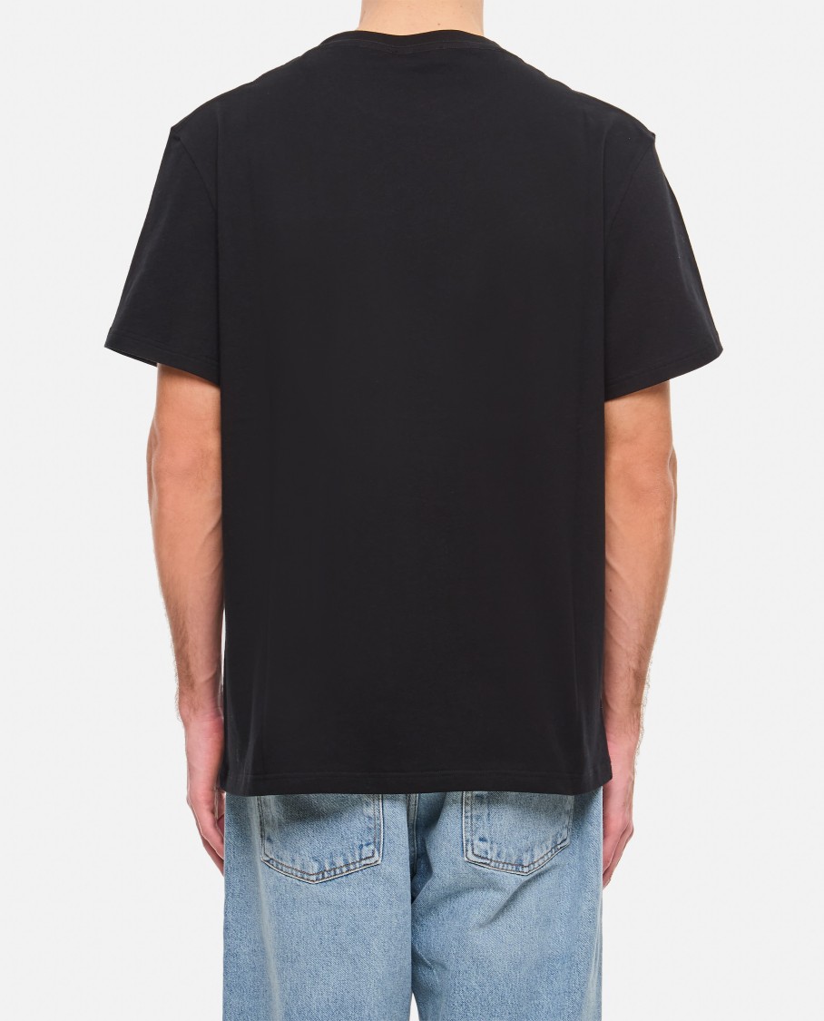 Shop Alexander Mcqueen Crew-neck T-shirt With Bold Logo Print In Black