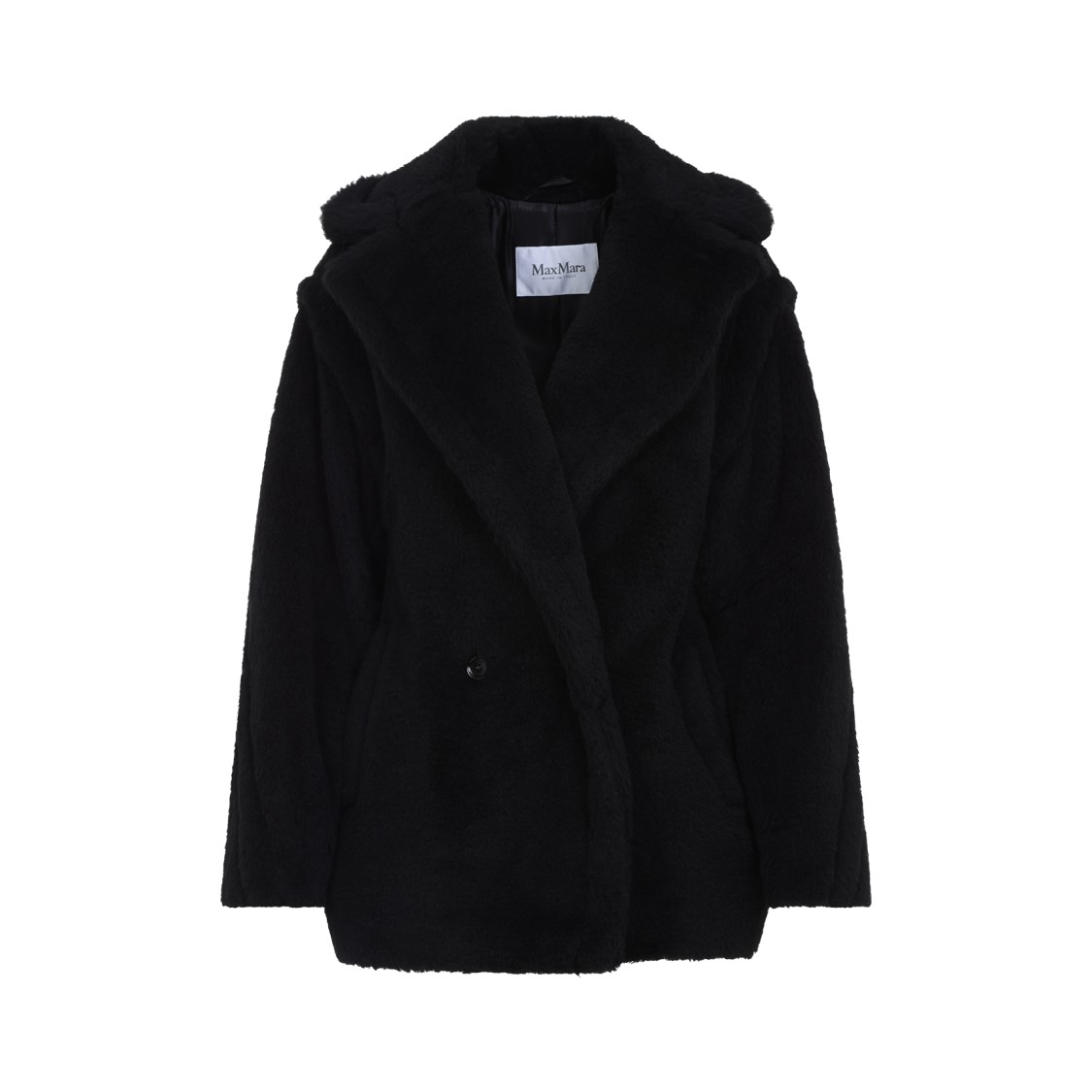 Shop Max Mara Black Double-breasted Coat With Notched Collar