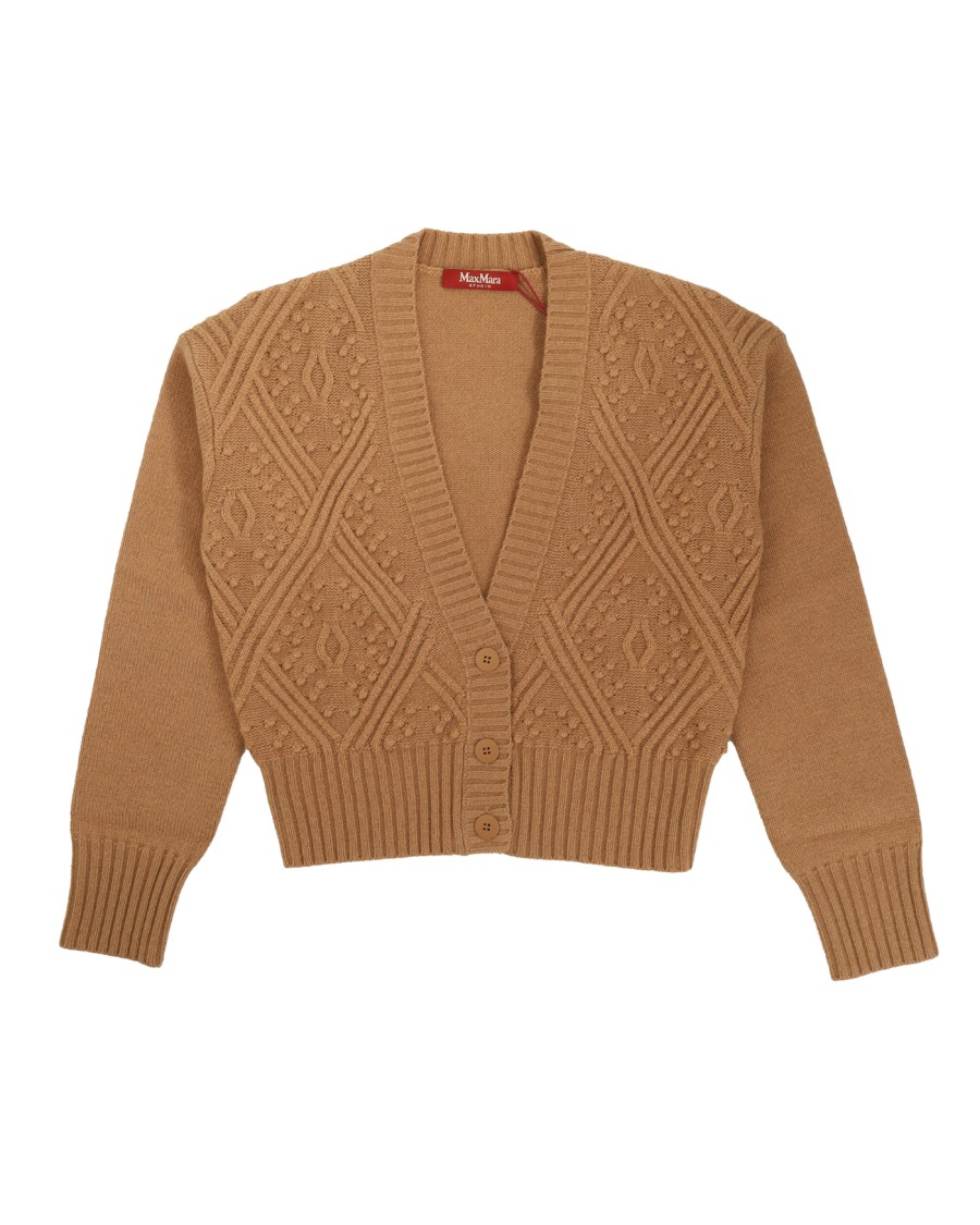 Max Mara Textured Wool And Cashmere Cardigan In Brown