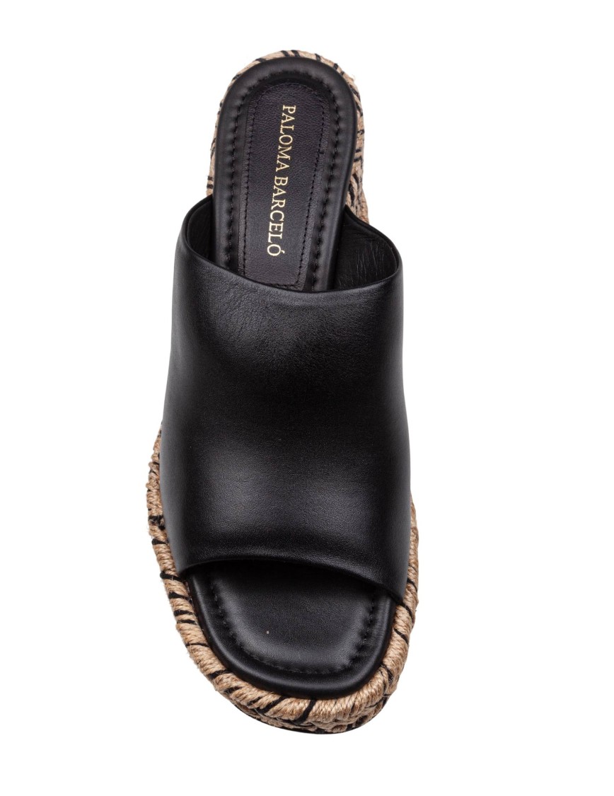 Paloma Barceló Paloma Alide Sandal In Leather With Rope Wedge In Black