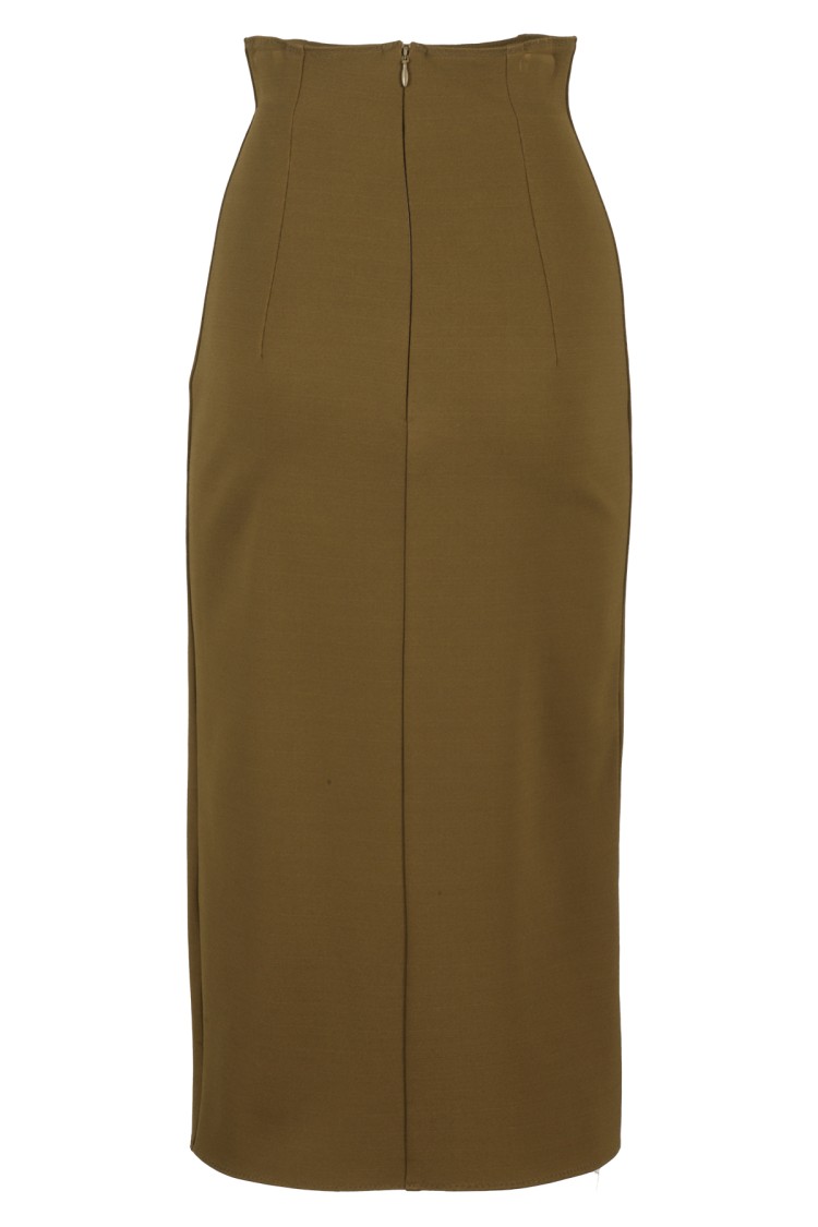 Alessandro Vigilante Front-slit Knitted Midi Skirt In Green