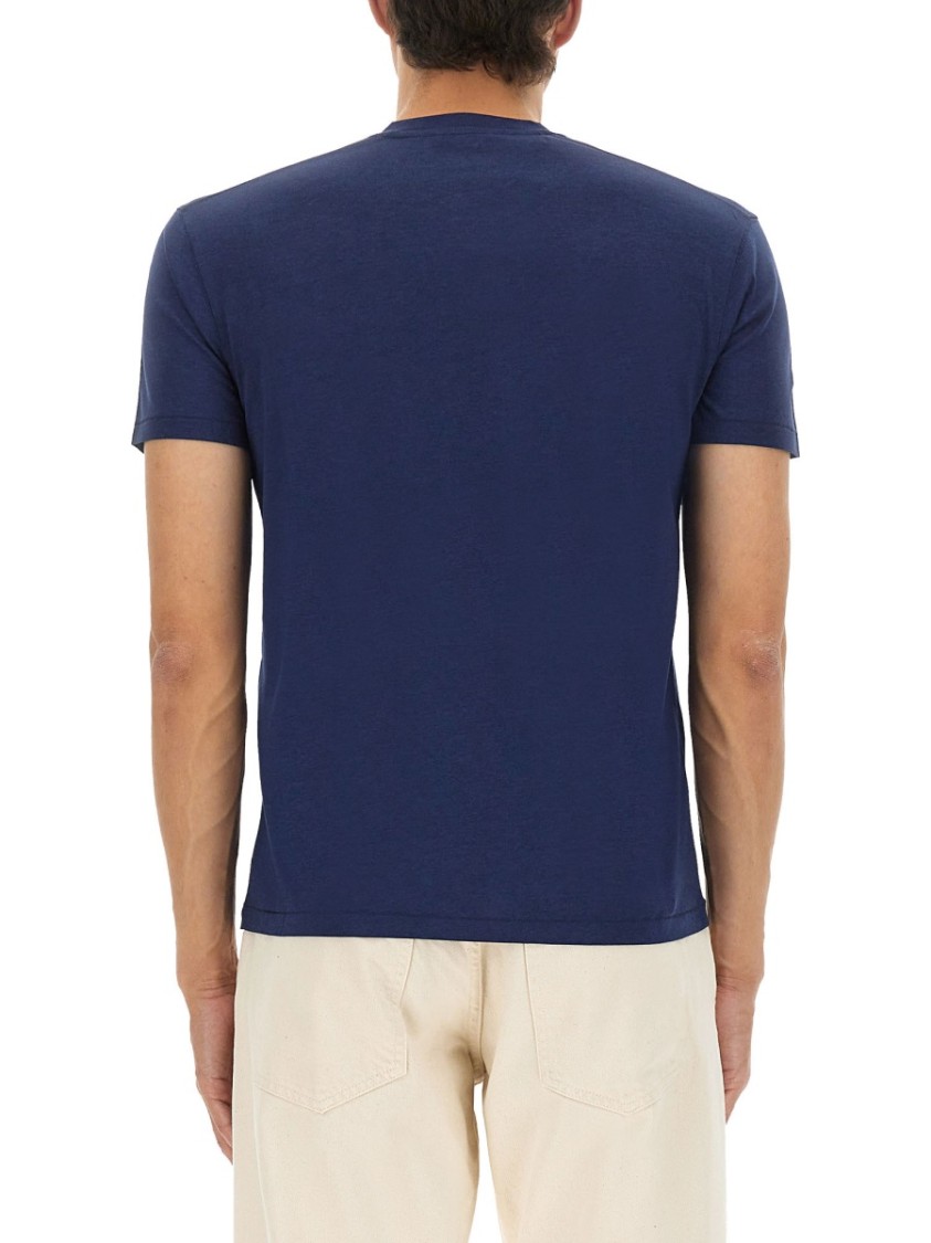 Tom Ford Regular Fit Blue T-shirt With Crew Necklinen In Blue