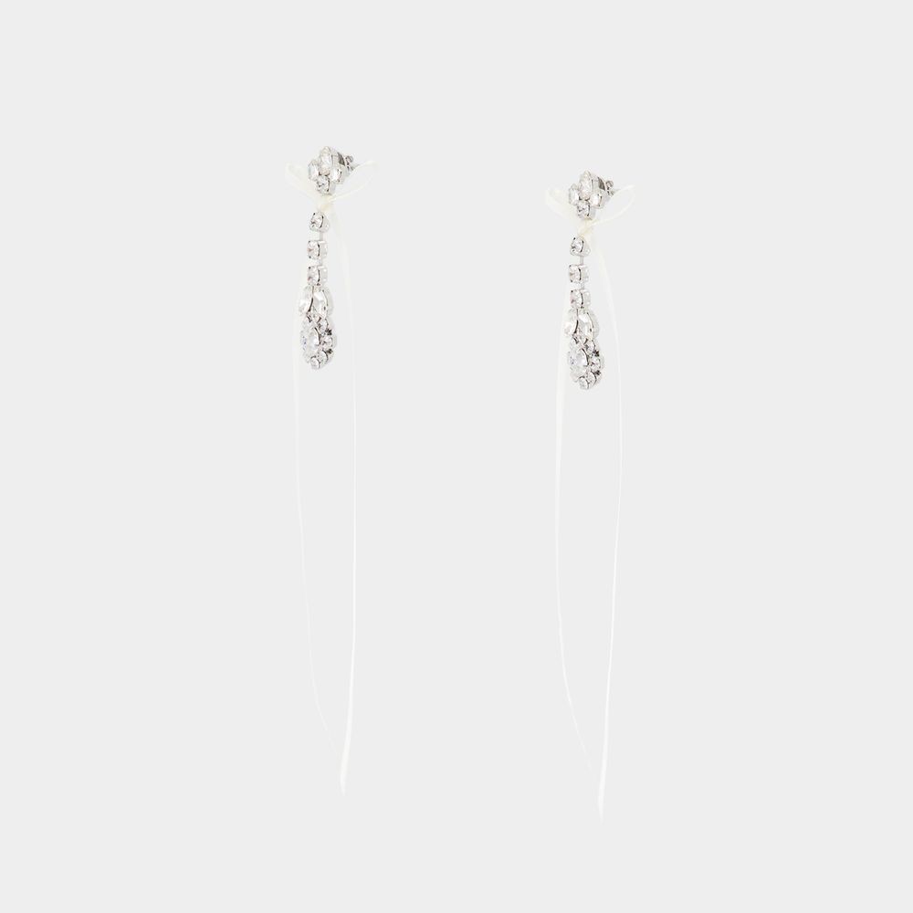 Simone Rocha Victorian Bow Ribbon Drip Earrings In Neutrals
