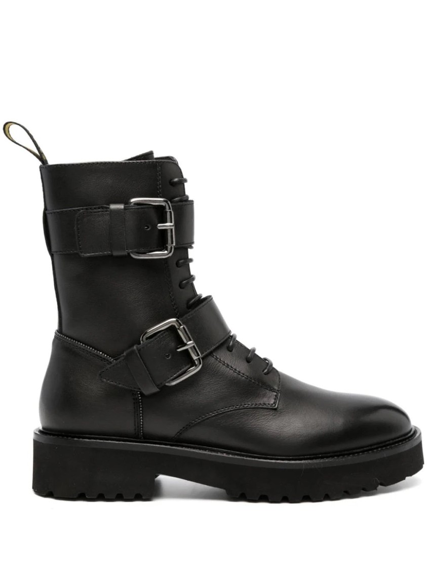 Doucal's Double Buckle Ankle Boot In Black