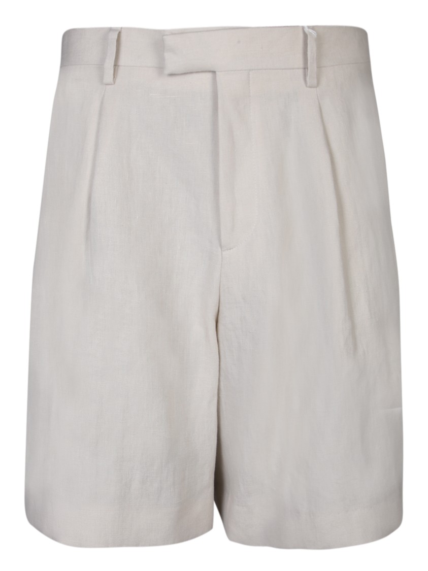 Lardini Tailored Linen Shorts With Side Pockets In Neutrals