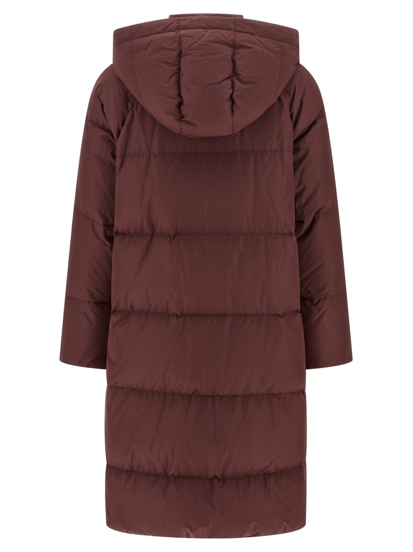 Brunello Cucinelli Shiny Zipper Pull Puffer Jackets Bordeaux In Gray
