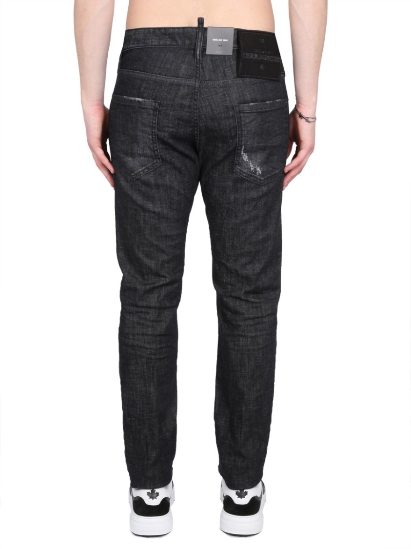 Dsquared2 Easy Black Wash Tidy Biker Black Stretch Cotton Denim Jeans In Black