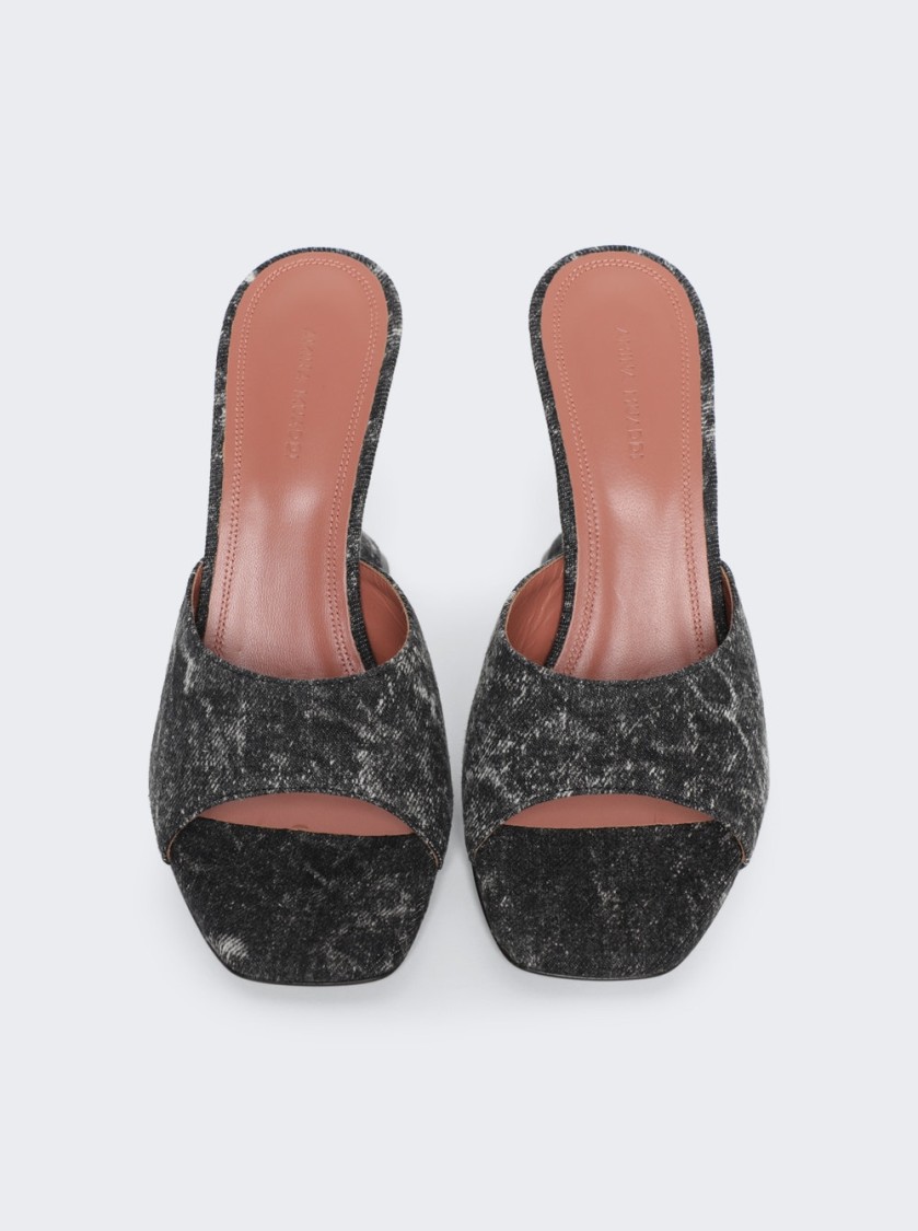 AMINA MUADDI AMINA MUADDI LUPITA DENIM SLIPPER SANDALS ACID GREY