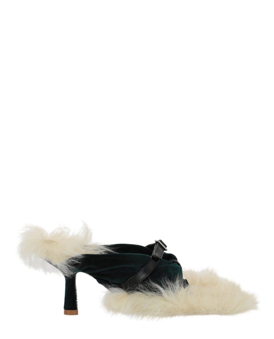 Burberry Shearling Step Post Heel In Green