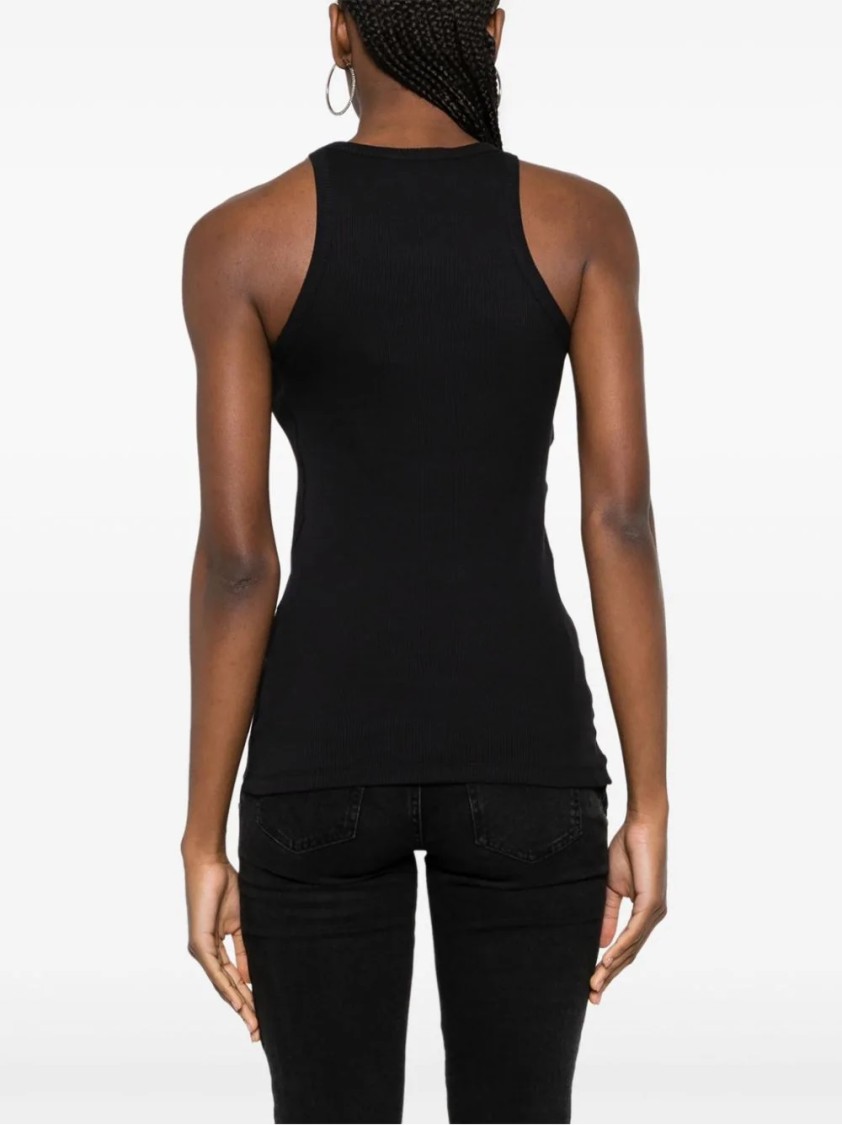 Attico Black Cotton Tank Top In Black