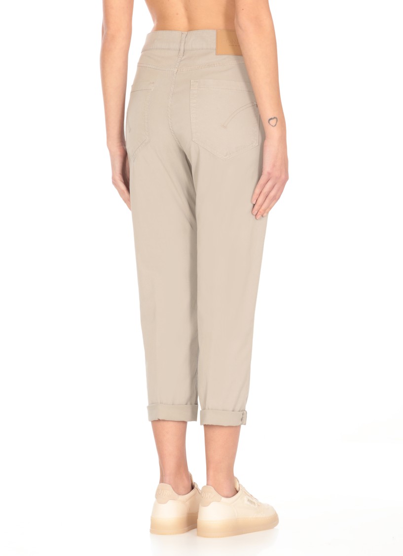 Shop Dondup Beige Cotton Blend Pants In Grey