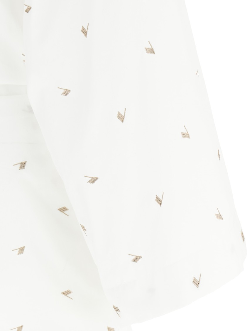 Attico Wrap Detail V-neckline Long Sleeves Dress In White