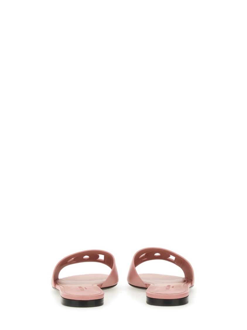 Shop Dolce & Gabbana Leather Slide Sandal In Pink