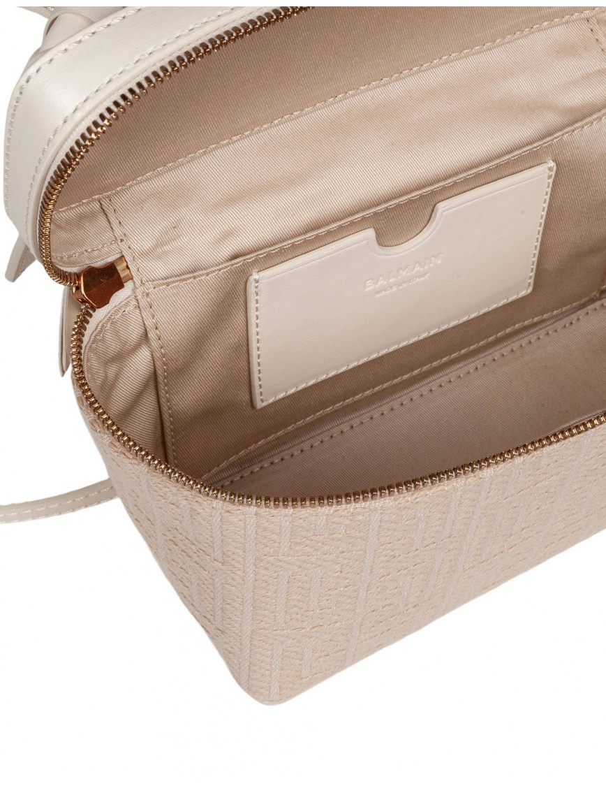 Balmain B-army Jacquard Canvas Pouch, Natural Color In Neutral