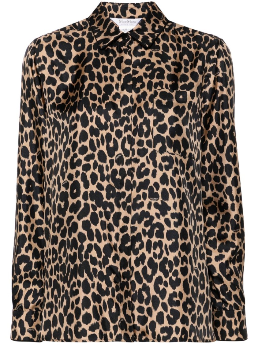 Max Mara Seidenhemd Mit Leoparden-print In Brown