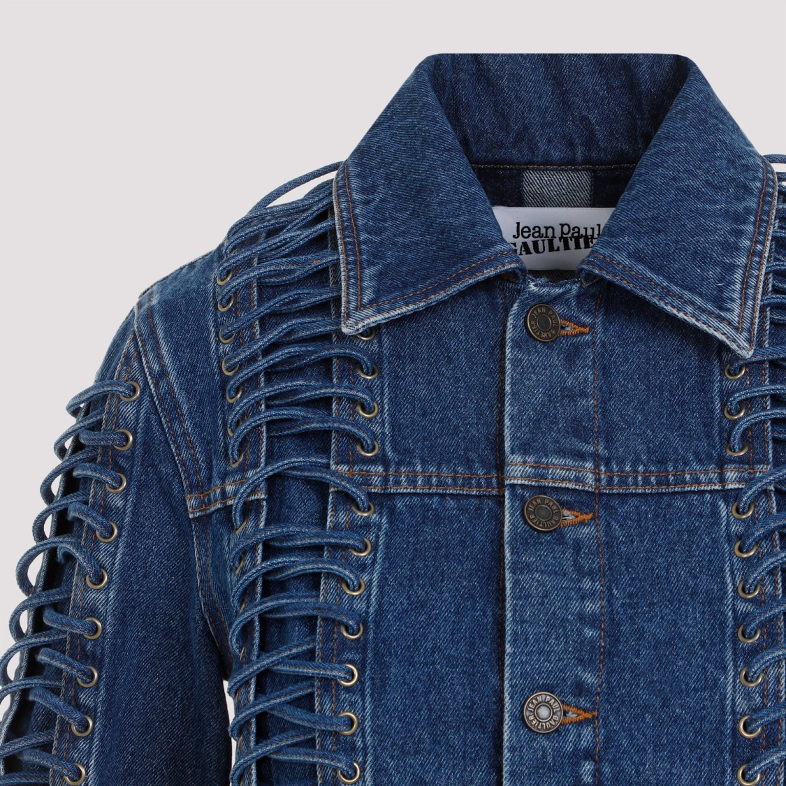 ジャケット JeanPaul GAULTIER Jean Paul Gaultier Corset Denim Jacket Jean Paul Gaultier Corset Denim Jacket in Blue | THE LIST
