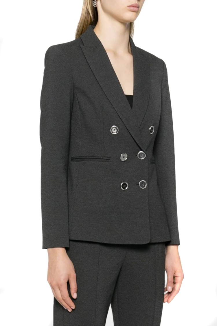 Pinko Alexia Double-breasted Grey Blazer In Black