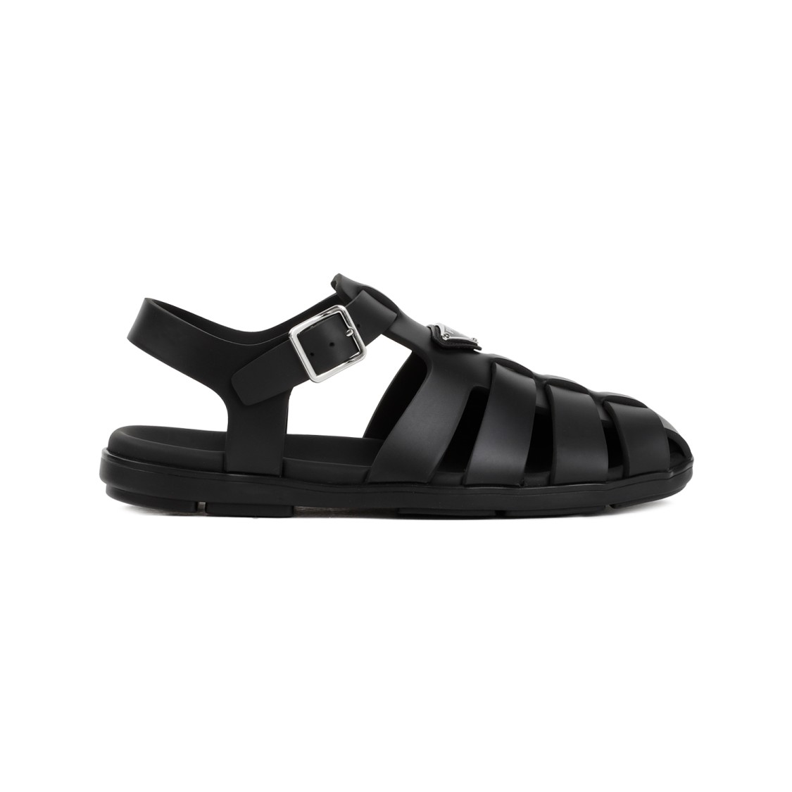 Shop Prada Soft Project Black Rubber Sandals