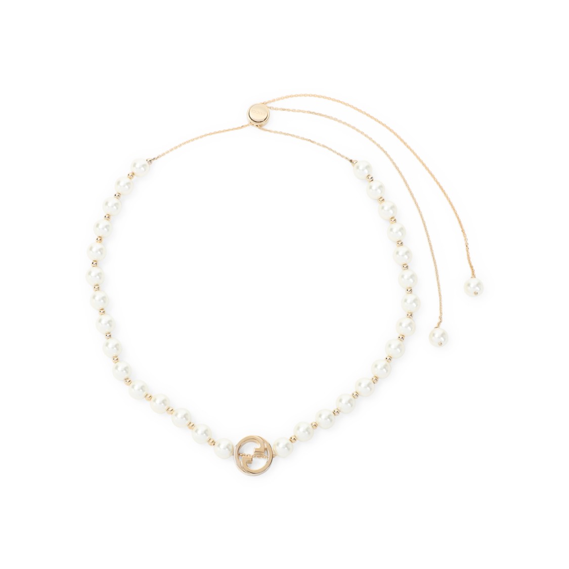 Gucci Cream White Resine Pearl Necklace