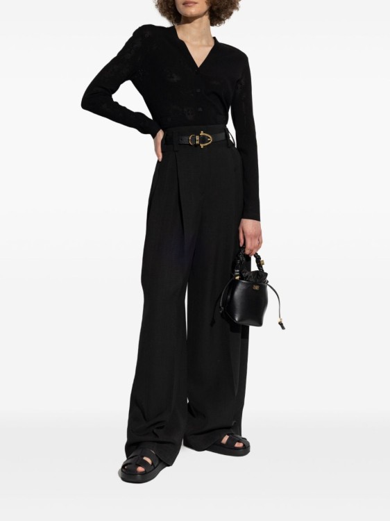 Tシャツ・カットソー Tory Burch Textured Black Button Front Top With V-Neckline Tory Burch Textured Black Button Front Top With V-Neckline