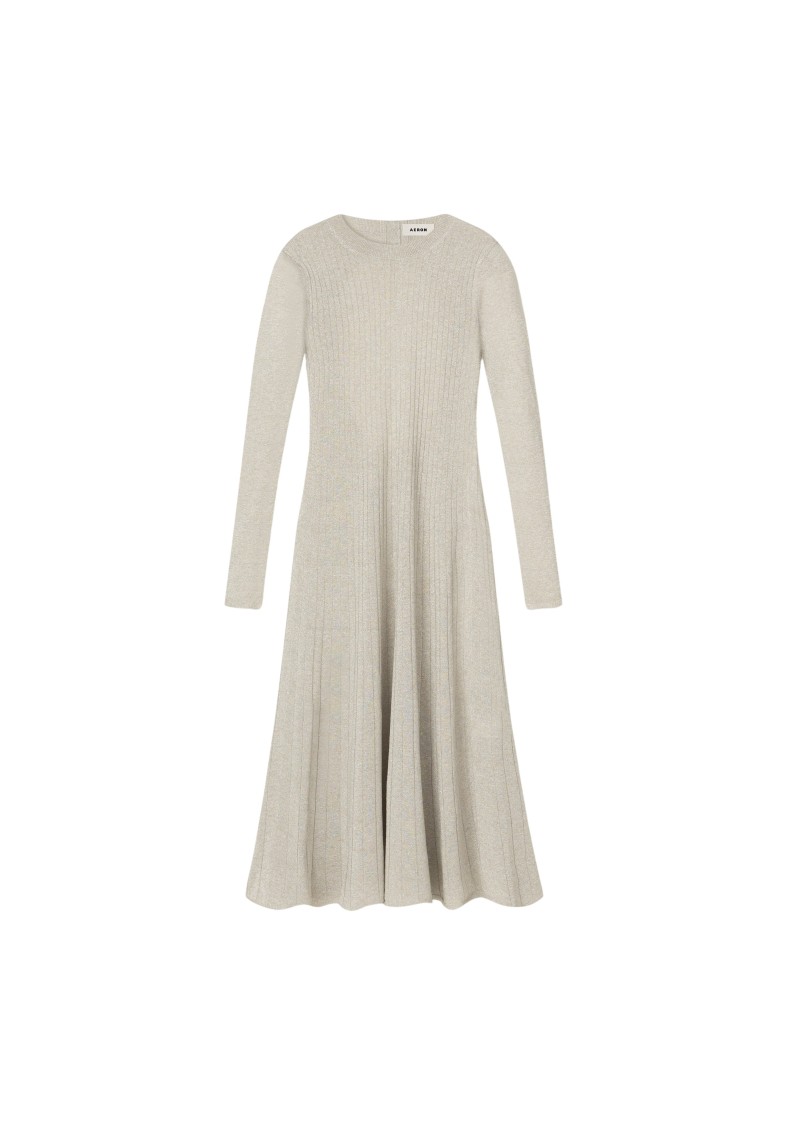 Shop Aeron Pavlova - Sparkly Ribbed Midi Dress In Grey