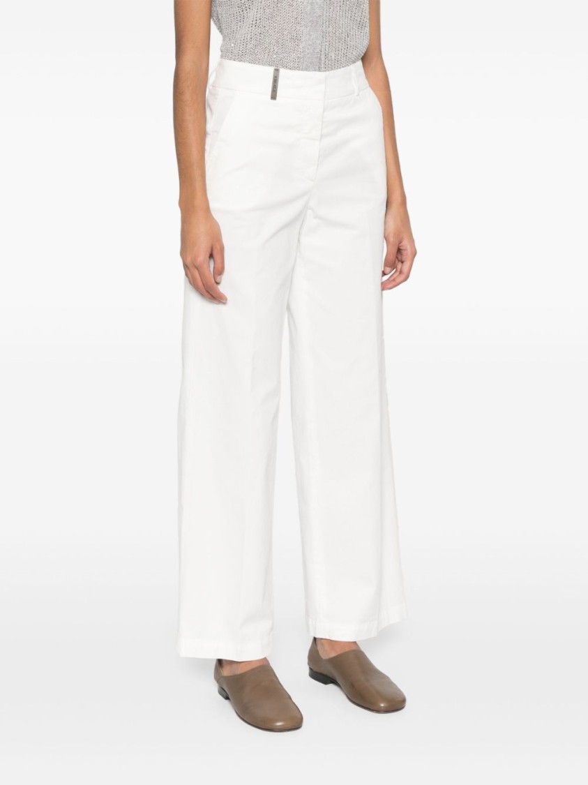 Peserico Wide-leg White Trousers With Hidden Closure In White