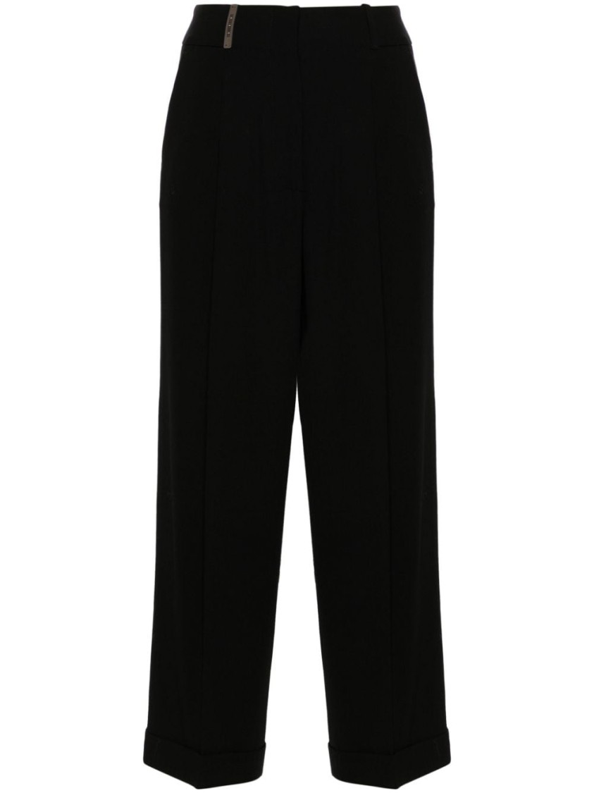 PESERICO PESERICO WIDE-LEG TROUSERS WITH VISCOSE-WOOL BLEND AND TAILORED FINISH