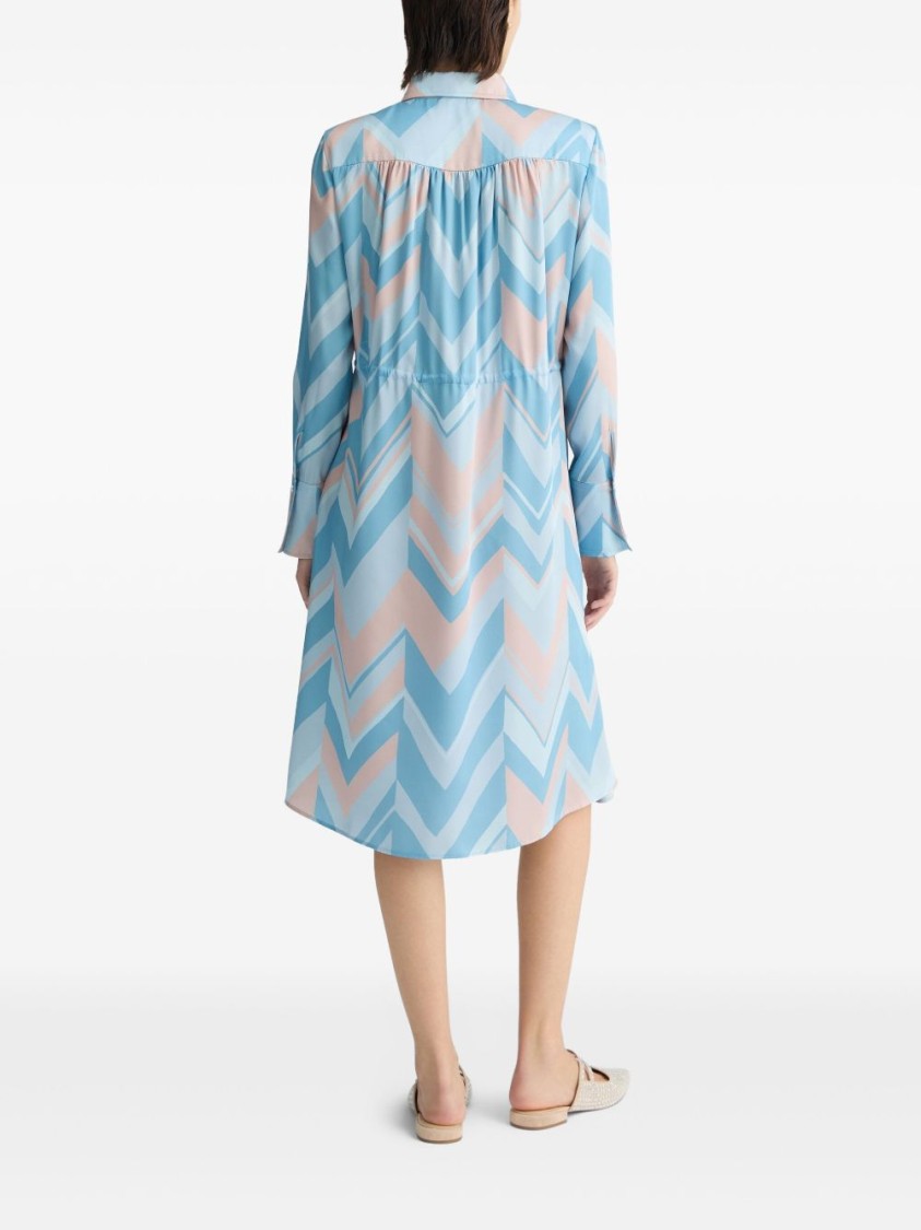 Liu •jo Liu Jo Chevron Pattern Midi Dress With Cinched Waist