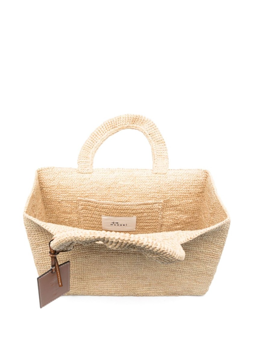 MANEBI MANEBI TEXTURED RAFFIA SHOPPER BAG WITH SPACIOUS INTERIOR