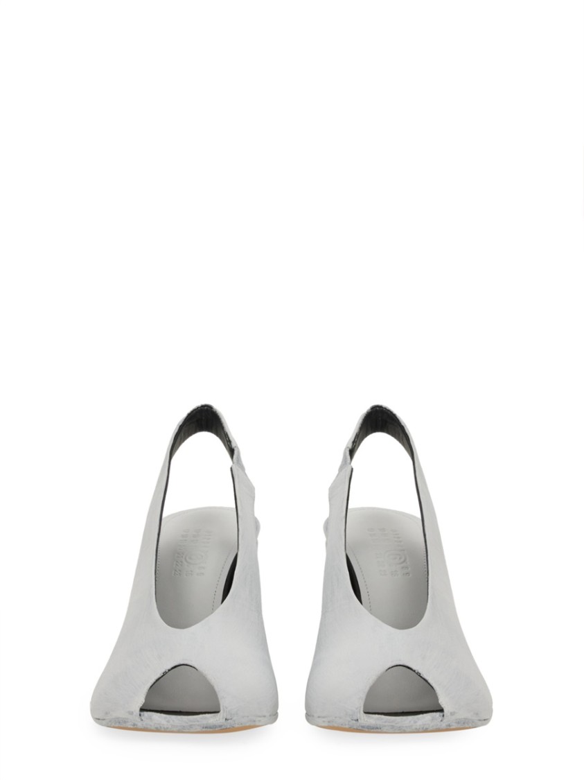 Mm6 Maison Margiela Block Heel Open Toe Sandals With Textured Finish