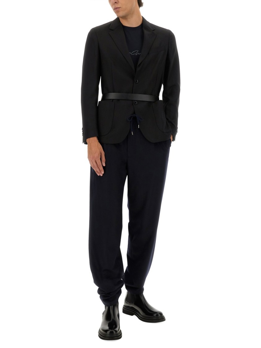 Giorgio Armani Trousers Featuring Elastic Waistband And Pockets In Black