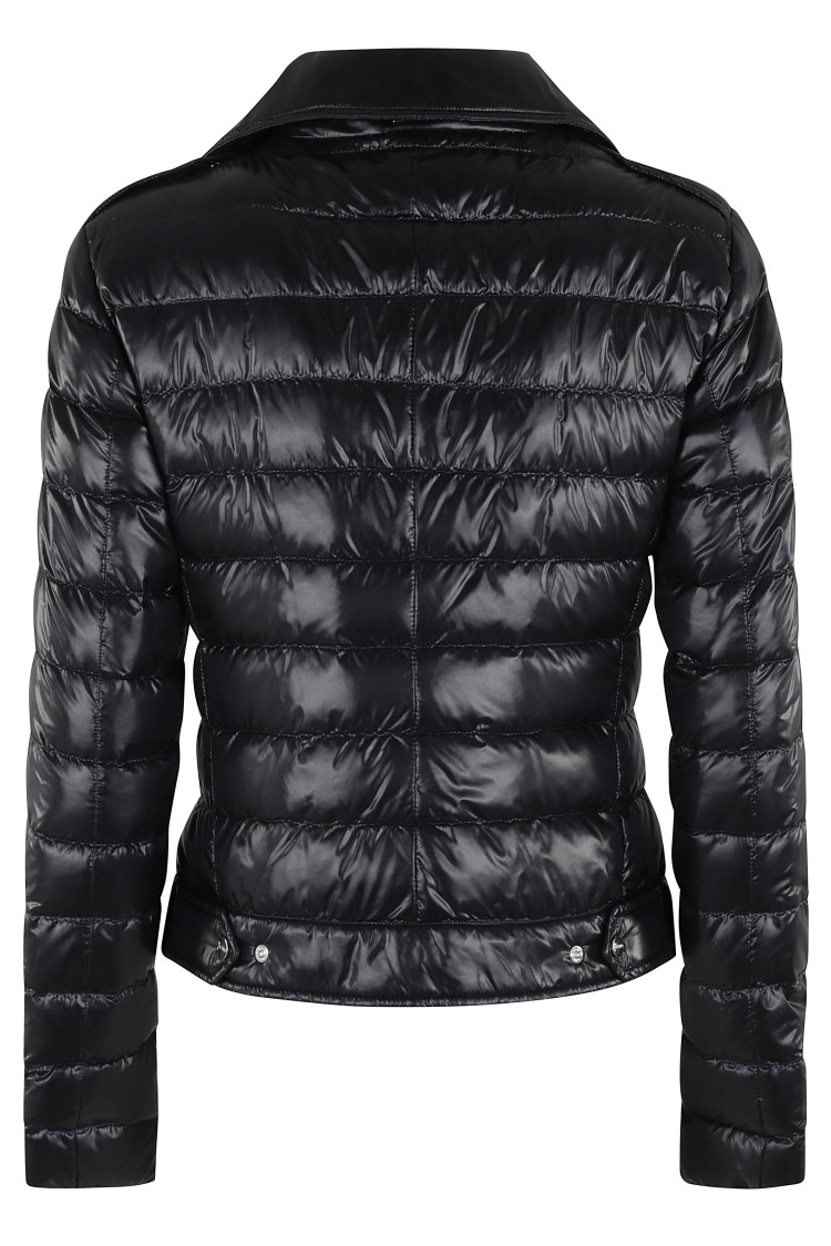 Herno Ultralight Nylon Down Motorcycle Jacket In Black