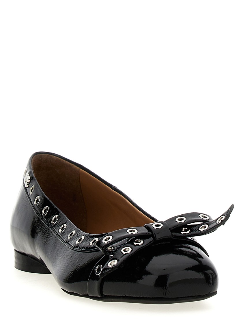 Ganni 'eyelets Bow' Ballet Flats