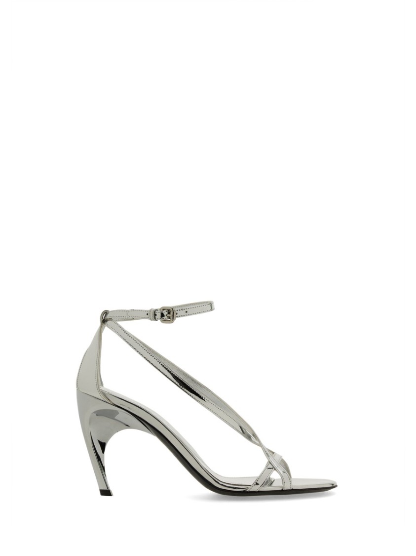 Alexander Mcqueen Silver-tone Leather Twisted Armadillo Sandals In Silver